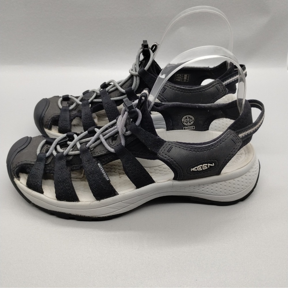 Keen Whisper Waterproof Sport Sandals Black Grey Womens Size 8 1023594‎